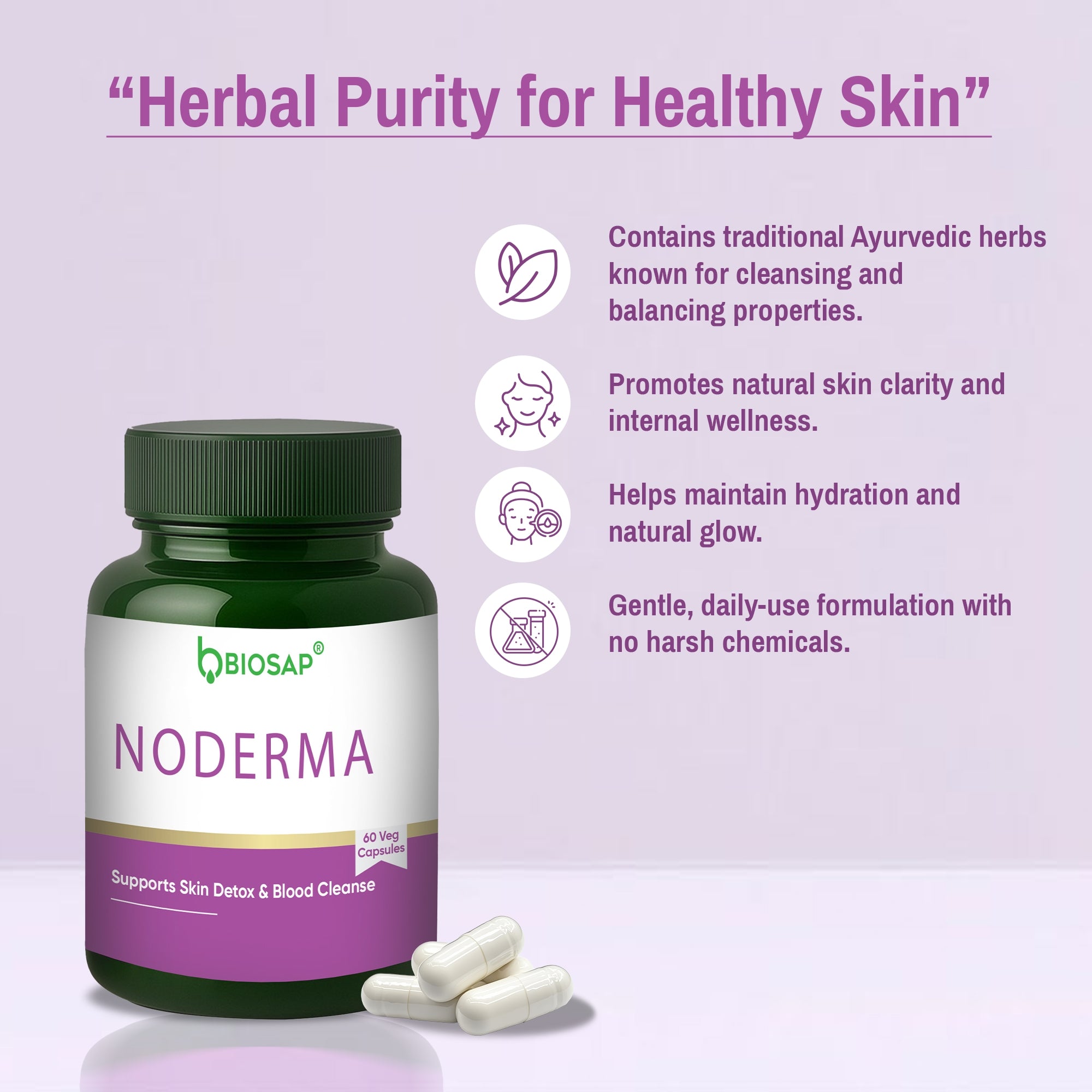 Noderma Capsules | Internal Skin Comfort & Clarity | 60 Veg Capsules