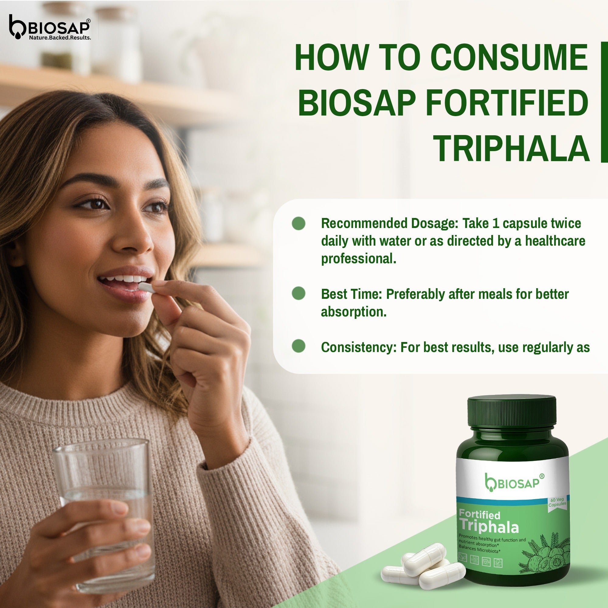 Fortified Triphala — Gut Rhythm & Gentle Detox | 60 Veg Capsules