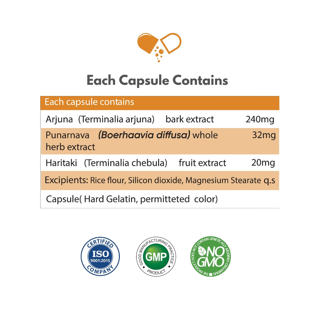 Arjuna Forte Capsules: Advanced Ayurvedic Formula for Heart Support | 60 Veg Capsules
