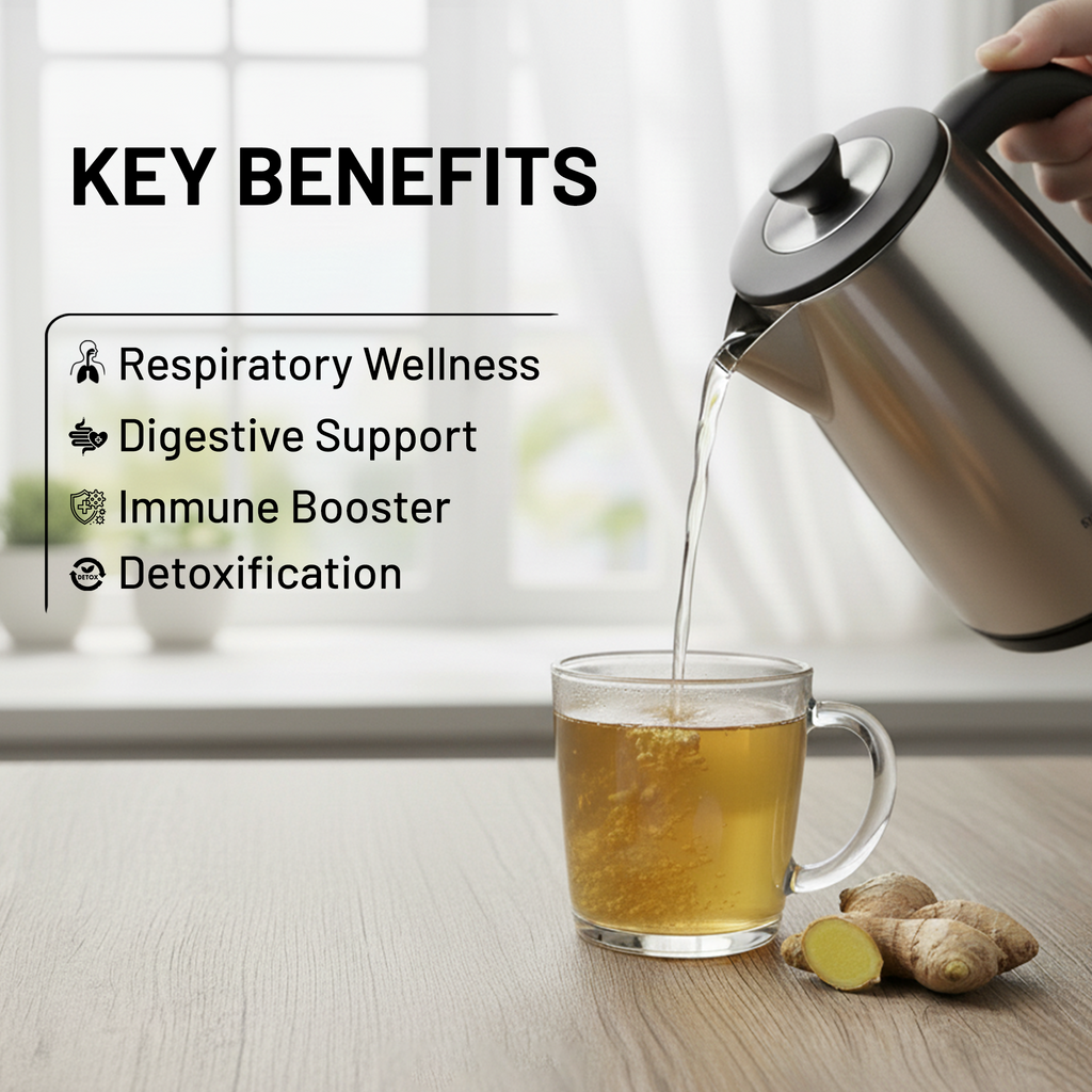 BreatheEase Herbal Infusion — Tulsi + Ginger | 25 sticks × 2 g