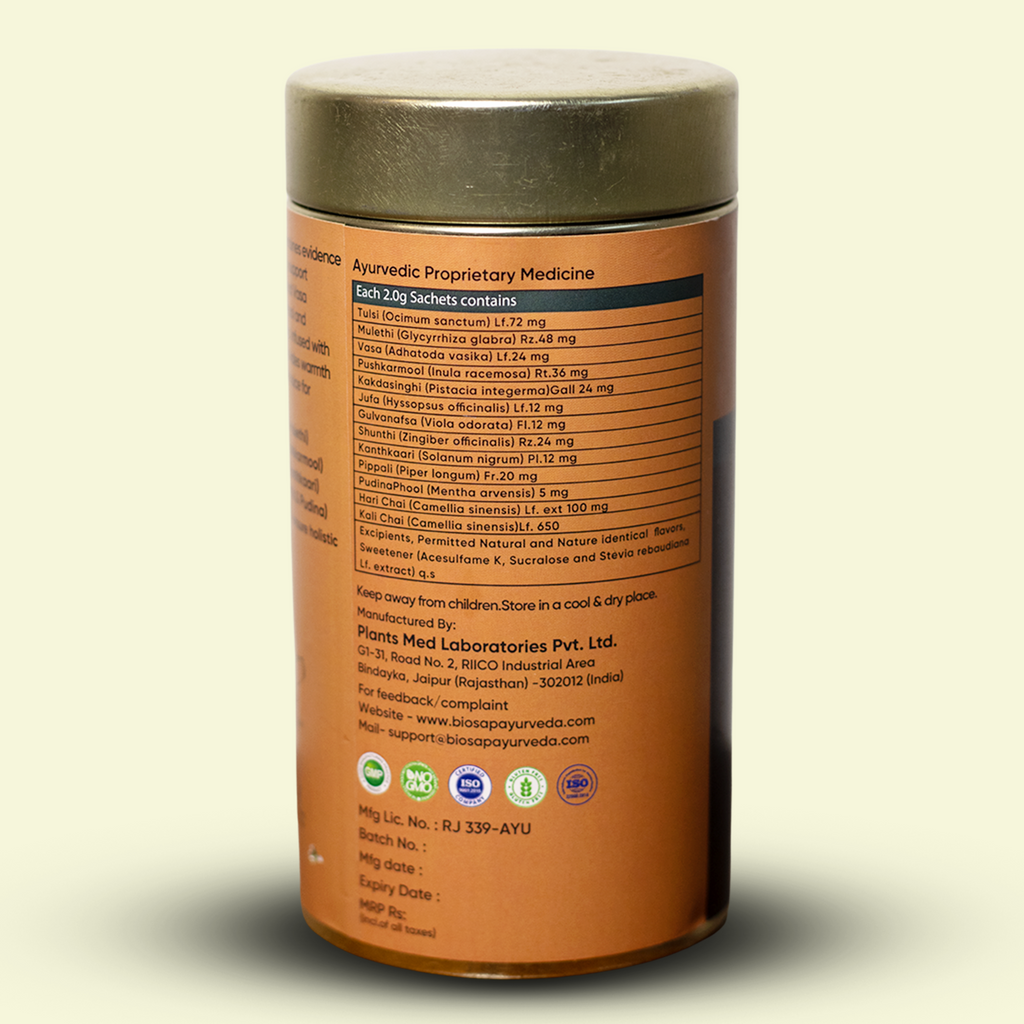 BIOSAP® D-Kuf Tea | Instant Herbal Cough & Throat Comfort Infusuion  | Just Add Hot Water | 25 Sticks x 2 g