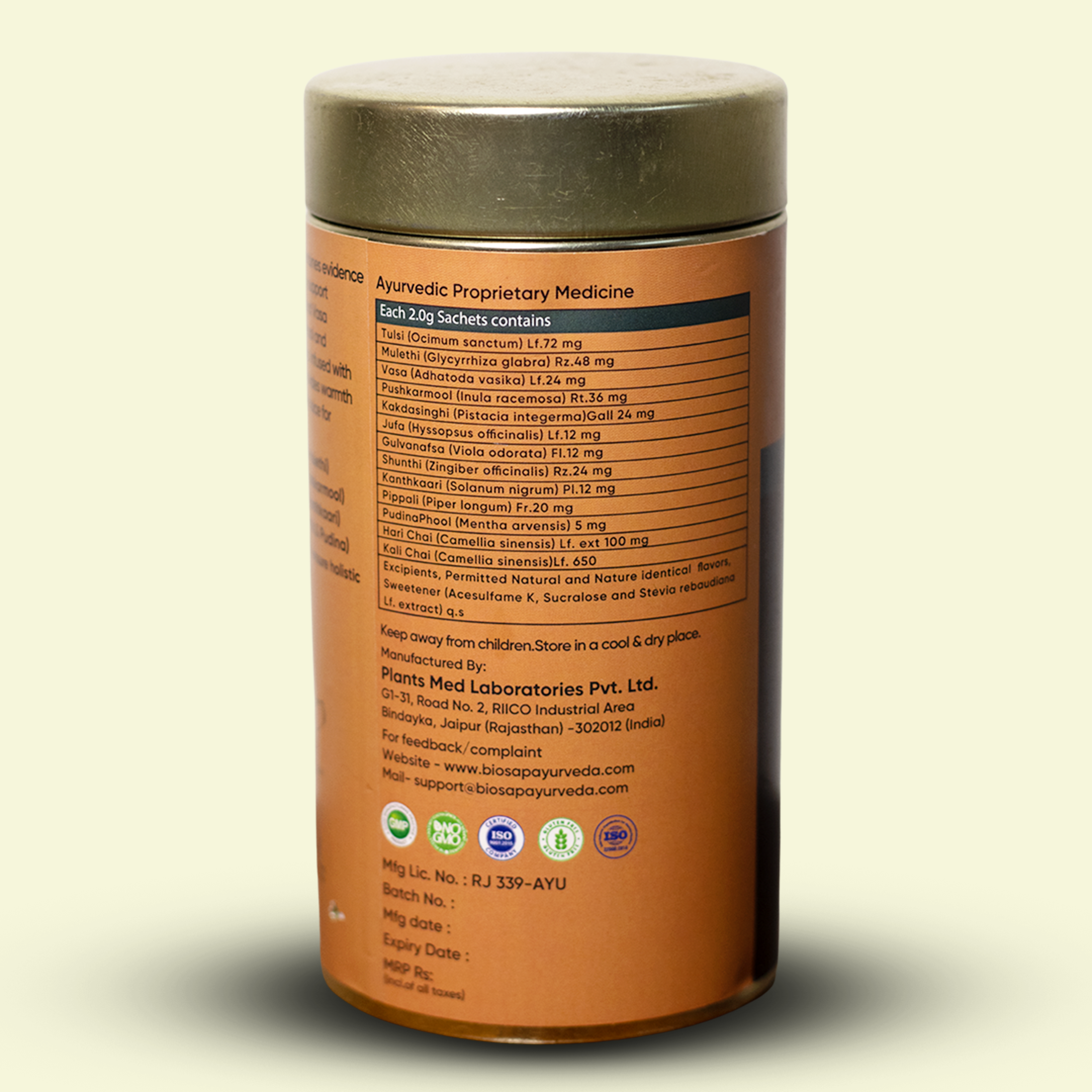 BIOSAP® D-Kuf Tea | Instant Herbal Cough & Throat Comfort Infusuion  | Just Add Hot Water | 25 Sticks x 2 g