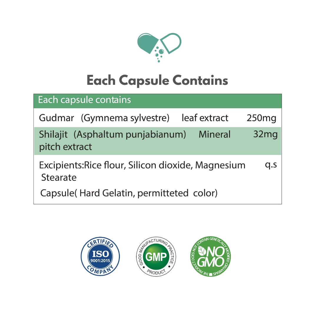 Gudmar Forte Capsules — Glucose Rhythm & Craving Control | 60 Veg Capsules