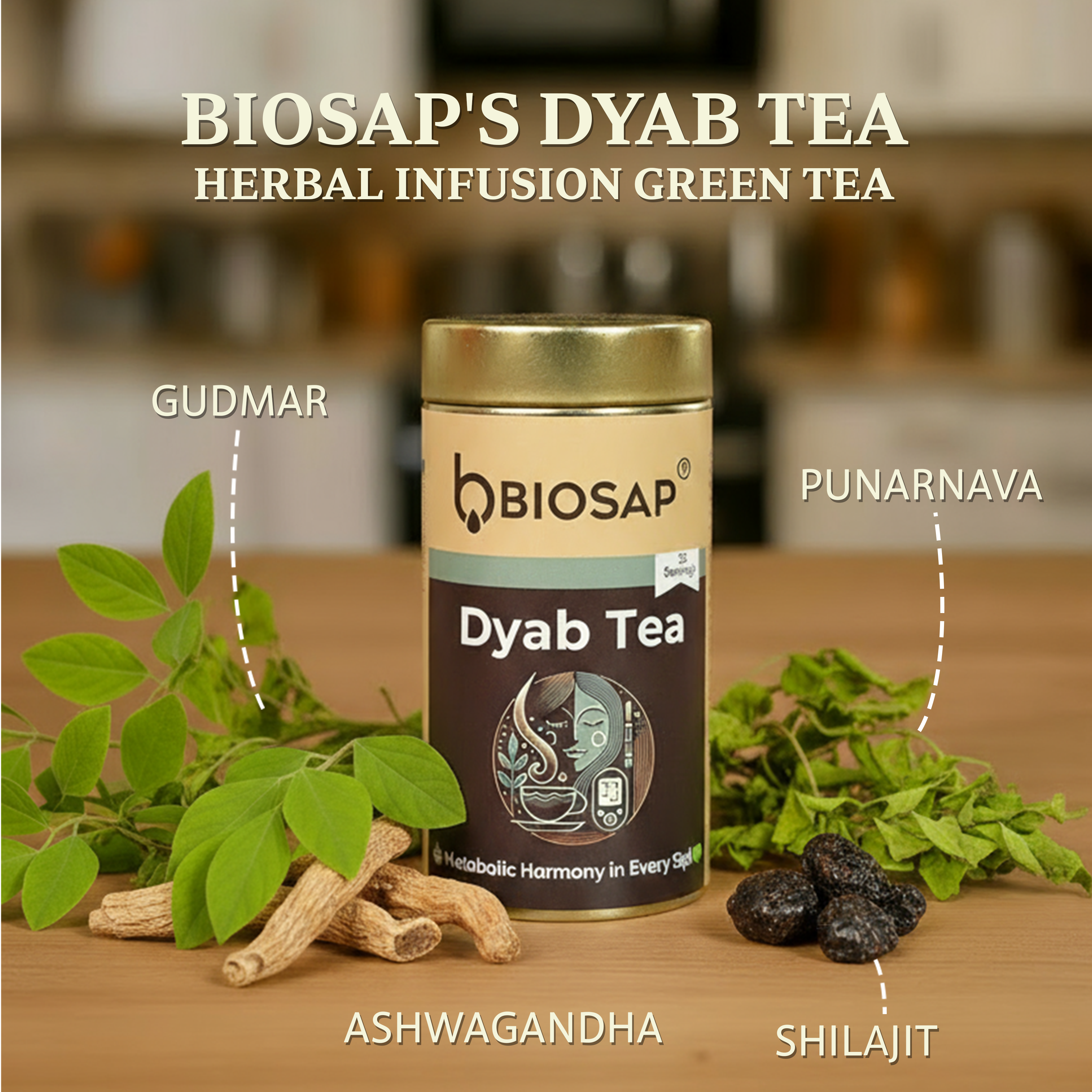 BIOSAP® Dyab Tea Herbal Infusion Green Tea for Metabolic Wellness
