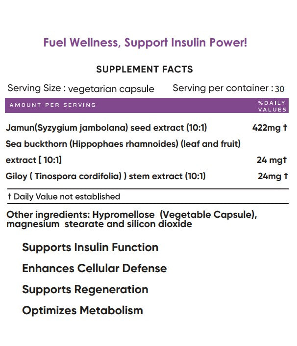 Fortified Jamun Capsules — Jamun + Giloy + Sea Buckthorn | 60 Veg Capsules